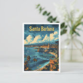 Classic Santa Barbara USA Retro Vintage Travel Postkarte (Stehend Vorderseite)