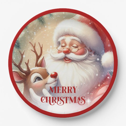 Classic Santa Cartoon Kids Christmas Party Paper P Pappteller (Vorderseite)
