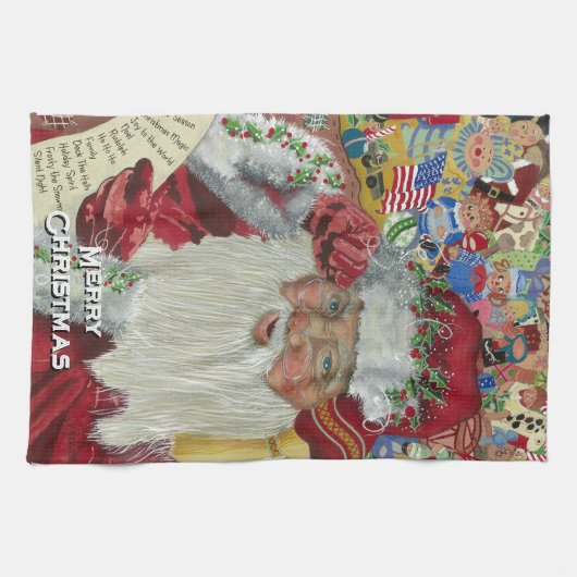 Classic Santa Checking it Zweimal Küchentücher (Horizontal)