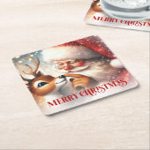Classic Santa Claus and Rudolph Festive Coasters Rechteckiger Pappuntersetzer (angewinkelt)