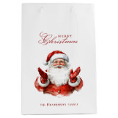 Classic Santa Claus Frohe Weihnachten Individuelle Mittlere Geschenktüte (Vorderseite)