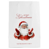 Classic Santa Claus Frohe Weihnachten Individuelle Mittlere Geschenktüte (Rückseite)