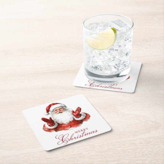 Classic Santa Claus Frohe Weihnachten Rechteckiger Pappuntersetzer (Vor Ort)