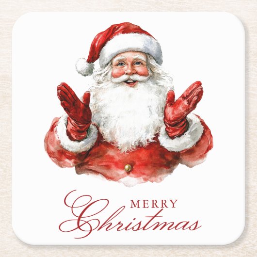 Classic Santa Claus Frohe Weihnachten Rechteckiger Pappuntersetzer (Vorderseite)
