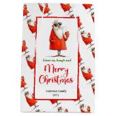 Classic Santa Claus fun festive holiday gift bag Mittlere Geschenktüte (Rückseite)