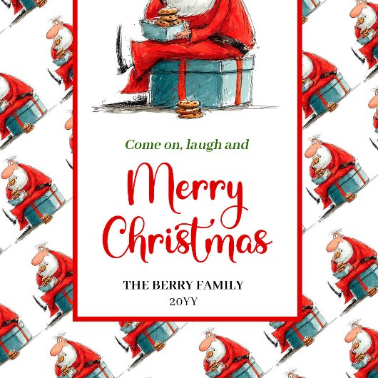 Classic Santa Claus fun festive holiday gift bag Mittlere Geschenktüte