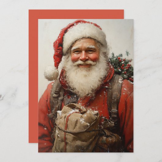 Classic Santa Claus Heartwarming Weihnachten Kunst (Vorne/Hinten)