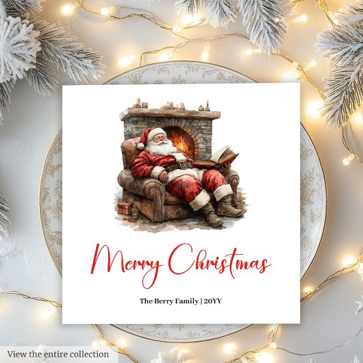 Classic Santa Claus Modern Cozy Christmas Napkins Serviette