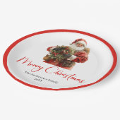 Classic Santa Claus Modern Cozy Christmas Plate Pappteller (Schrägansicht)
