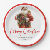 Classic Santa Claus Modern Cozy Christmas Plate Pappteller (Vorderseite)