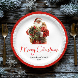 Classic Santa Claus Modern Cozy Christmas Plate Pappteller