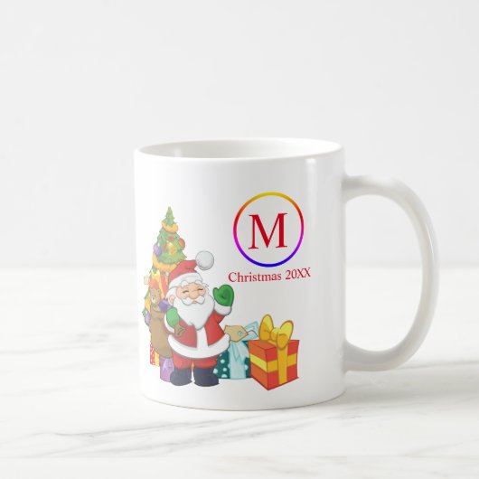 Classic Santa Claus Monogram Weihnachten Kaffeetasse (Rechts)