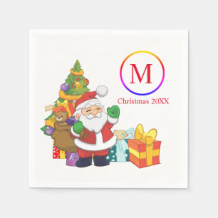 Classic Santa Claus Monogram Weihnachten Serviette