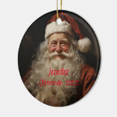 Classic Santa Claus Personalisiertes Weihnachtsorn Keramik Ornament (Links)