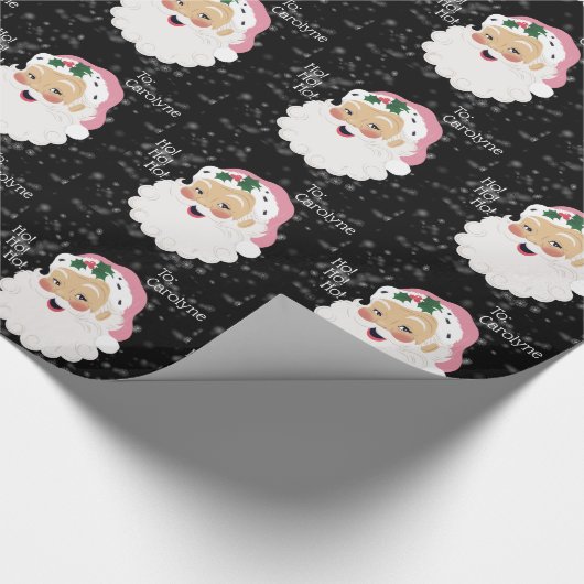 Classic Santa Claus Pink Hat Personalisiert Geschenkpapier (Ecke)
