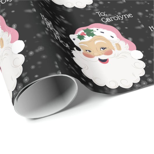 Classic Santa Claus Pink Hat Personalisiert Geschenkpapier (Rolleneckpunkt)
