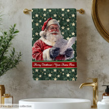 Classic Santa Claus Reading Letter Red Green Handt