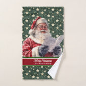 Classic Santa Claus Reading Letter Red Green Handt Badhandtuch Set (Handtuch)