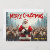 Classic Santa Claus & Reindeer Feiertagskarte (Vorderseite)