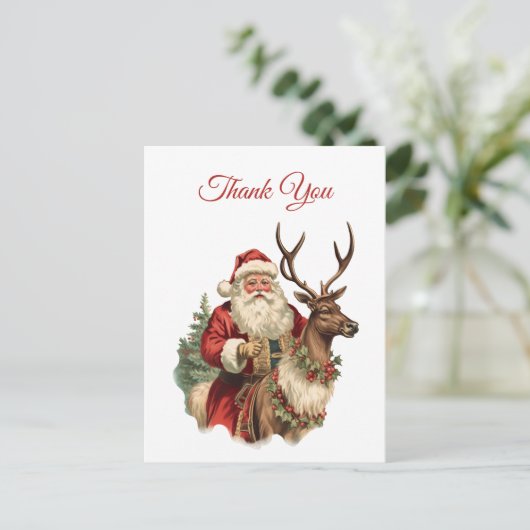 Classic Santa Claus Reitsport - Danke Postkarte (Stehend Vorderseite)