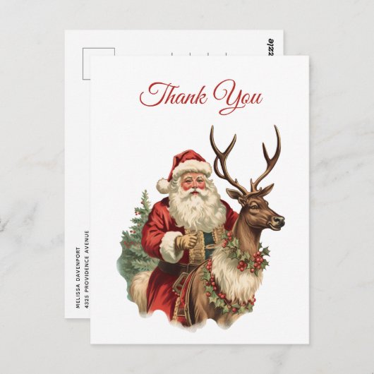 Classic Santa Claus Reitsport - Danke Postkarte (Vorne/Hinten)