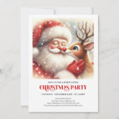 Classic Santa Claus Rudolph Christmas Joyful Party Einladung (Vorderseite)