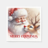 Classic Santa Claus Rudolph Holiday Party Dinner Serviette (Vorderseite)