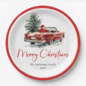 Classic Santa Claus Script Font Festive Dinner  Pappteller (Vorderseite)