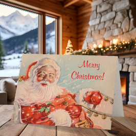 Classic Santa Claus Sleigh Ride Christmas Card Feiertagskarte