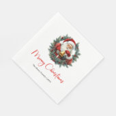 Classic Santa Claus Vintage Merry Christmas Napkin Serviette (Ecke)