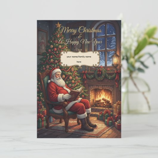 Classic Santa Claus & Warm Candlelight Personalize (Stehend Vorderseite)