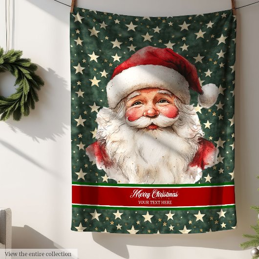 Classic Santa Claus Watercolor Holiday Blanket Fleecedecke