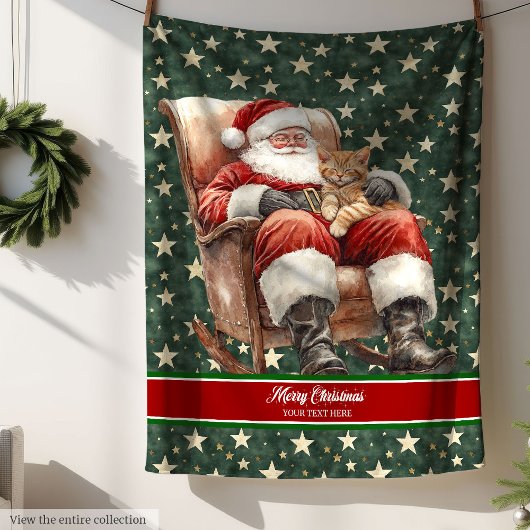 Classic Santa Claus Watercolor Holiday Blanket Fleecedecke