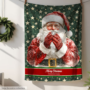 Classic Santa Claus Watercolor Holiday Blanket Fleecedecke