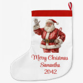 Classic Santa Claus Watercolor Modern Holiday Großer Weihnachtsstrumpf (Rückseite)