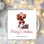 Classic Santa Claus Watercolor Modern Holiday Xmas Serviette