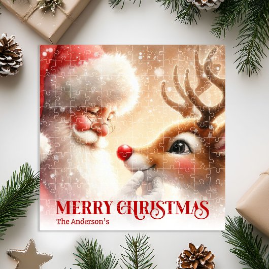 Classic Santa Claus with Rudolph Festive Jigsaw Puzzle