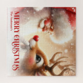 Classic Santa Claus with Rudolph Festive Jigsaw Puzzle (Horizontal)
