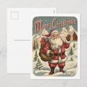 Classic Santa Feiertagspostkarte (Vorne/Hinten)