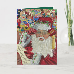 Classic Santa Green im Inneren zweimal überprüfen Feiertagskarte
