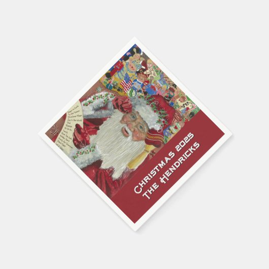 Classic Santa Holiday 2025 — Custom Family Serviette (Ecke)