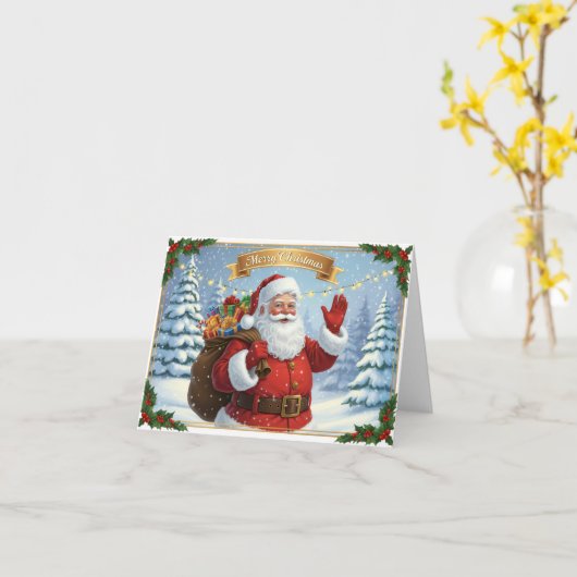 Classic Santa Merry Christmas Card Karte (Gelbe Blume)