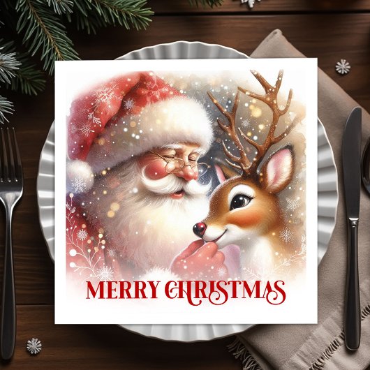 Classic Santa Rudolph Christmas Party Napkins Serviette