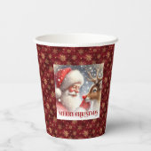 Classic Santa Rudolph Cute Holiday Party Drink Cup Pappbecher (Rückseite)