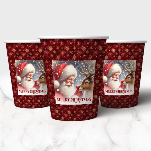 Classic Santa Rudolph Cute Holiday Party Drink Cup Pappbecher