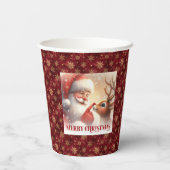 Classic Santa Rudolph Funny Cartoon Christmas Cups Pappbecher (Rückseite)