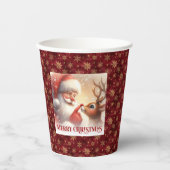 Classic Santa Rudolph Funny Cartoon Christmas Cups Pappbecher (Vorderseite)