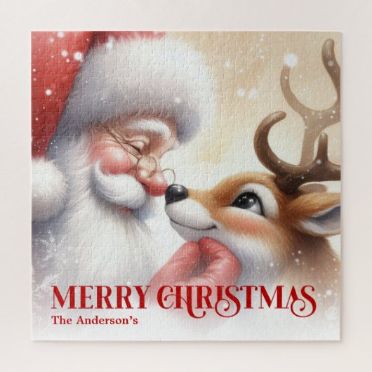 Classic Santa Rudolph Personalized Christmas Kids  Puzzle (Vertikal)