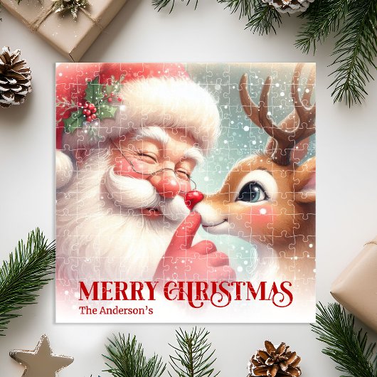 Classic Santa Rudolph Personalized Christmas Kids Puzzle
