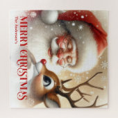Classic Santa Rudolph Personalized Christmas Kids Puzzle (Horizontal)